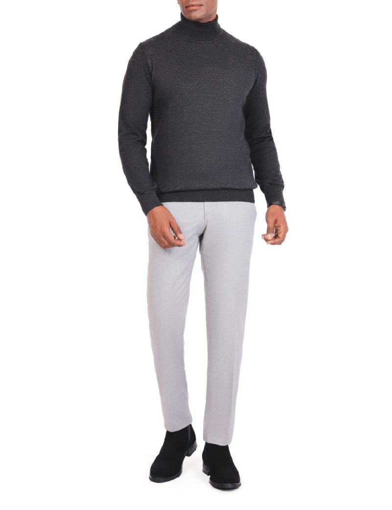 JK38SF06M029-Dark-grey-014-2 Striped Pullover with a High Neck