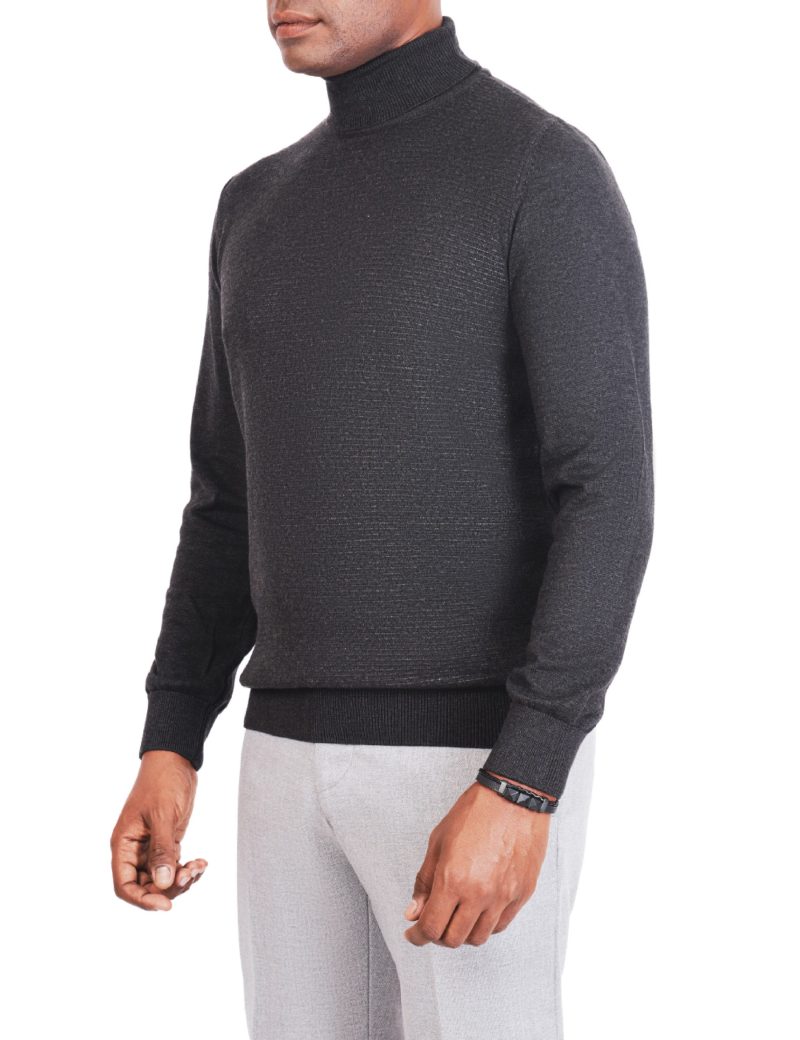 JK38SF06M029-Dark-grey-014-3 Striped Pullover with a High Neck