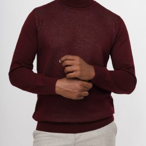 Striped Pullover with a High Neck