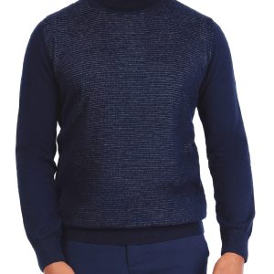 Striped Pullover with a High Neck