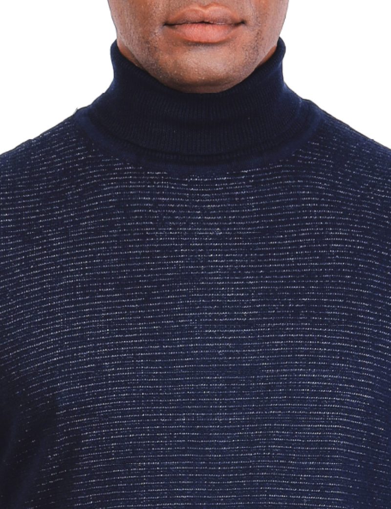 JK38SF06M029-Navy-002-4 Striped Pullover with a High Neck