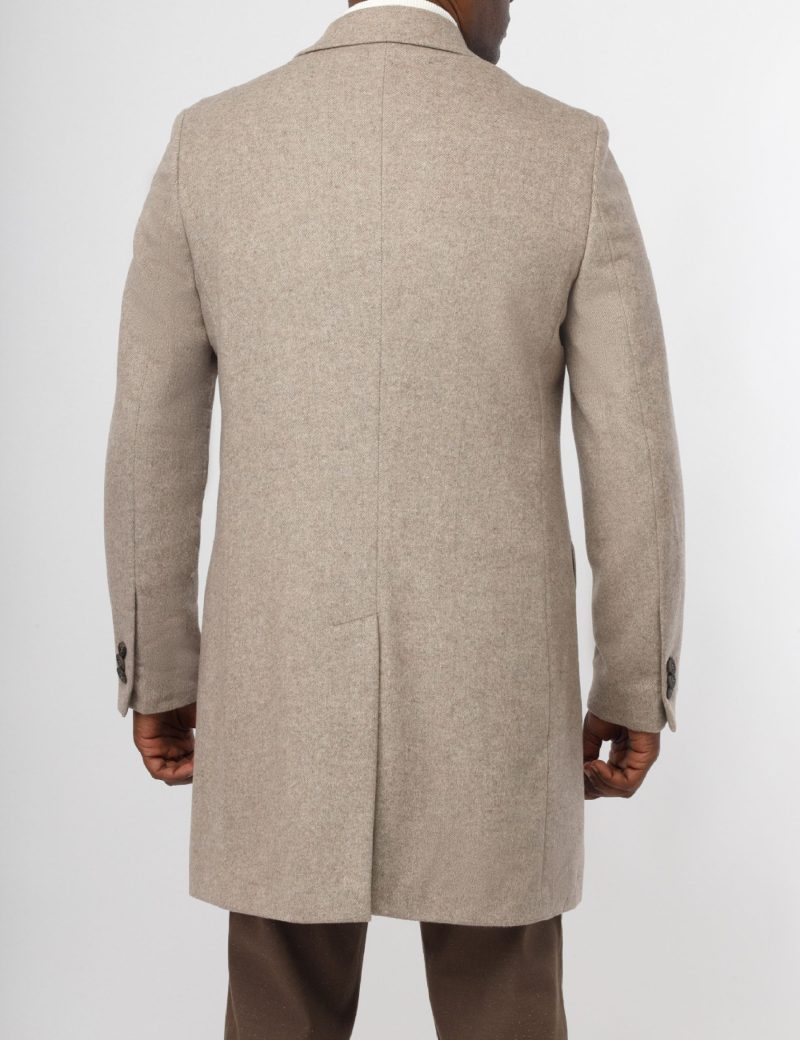 JK38SF10M002-Beige-899-6 Double-Breasted Slim-Fit Classic Coat