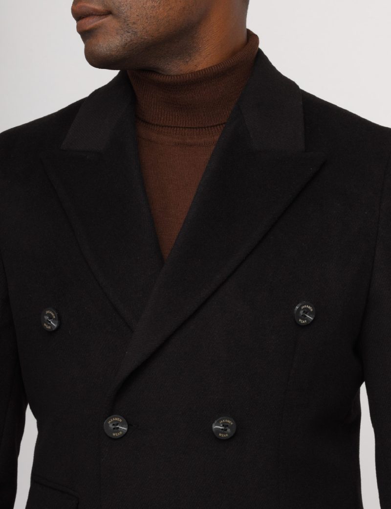 JK38SF10M002-Black-001-4 Double-Breasted Slim-Fit Classic Coat