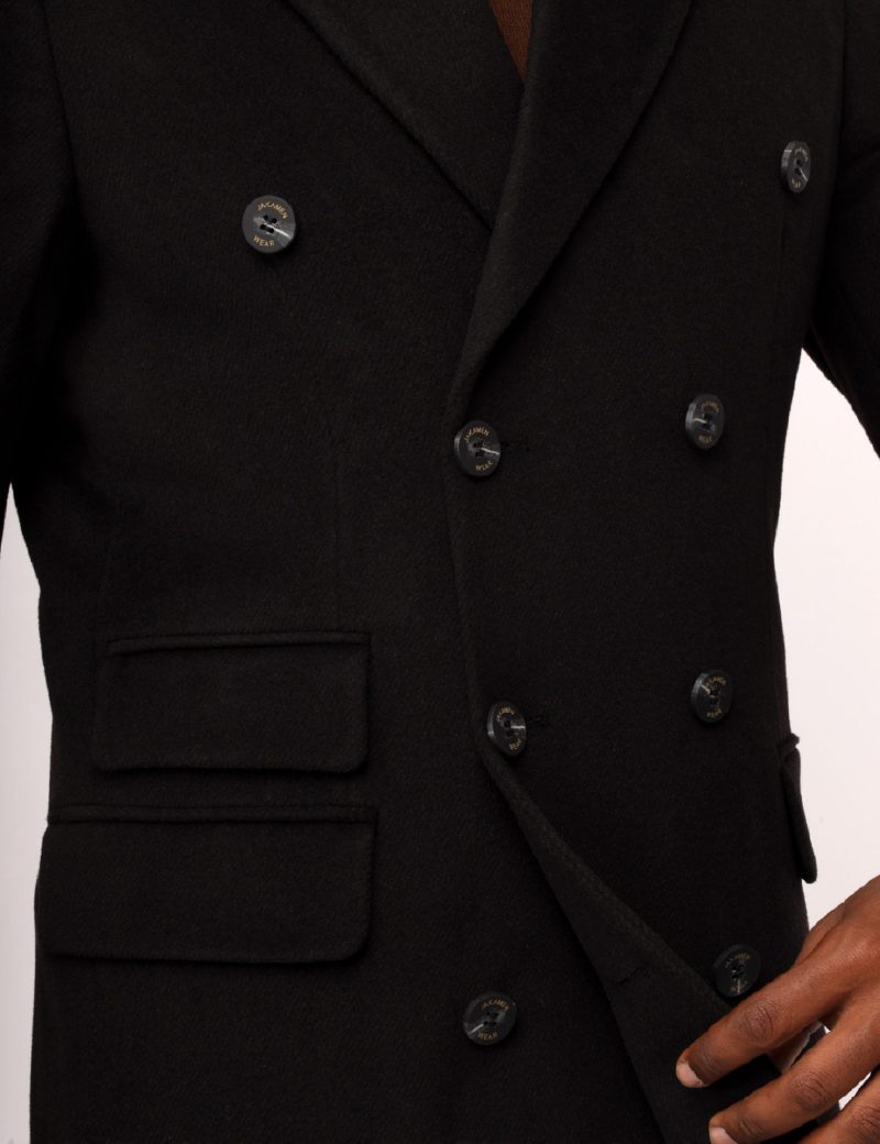 JK38SF10M002-Black-001-5 Double-Breasted Slim-Fit Classic Coat