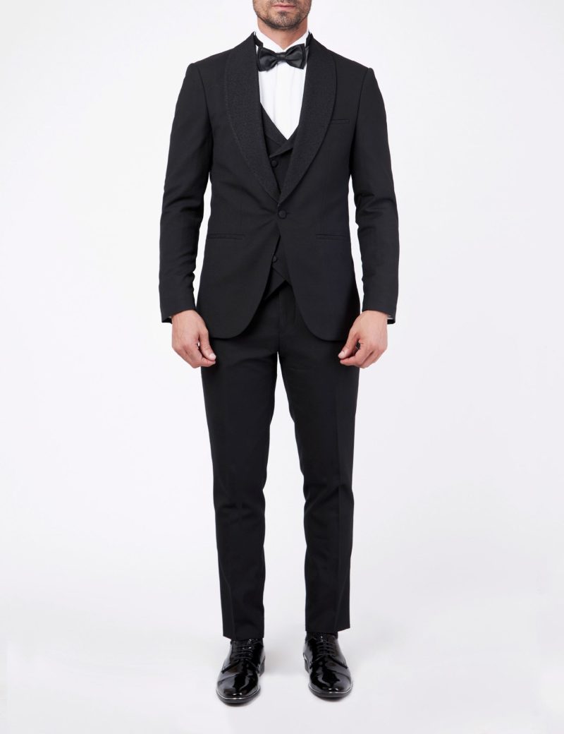 Tuxedo suit with paisley lapel