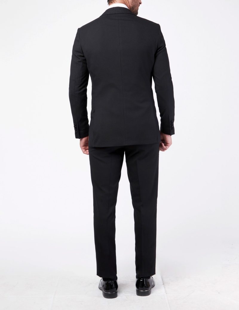 Tuxedo suit with paisley lapel