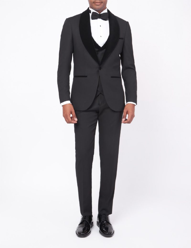 JK38SF18M039-Black-044-1 Tuxedo suit with a velvet lapel