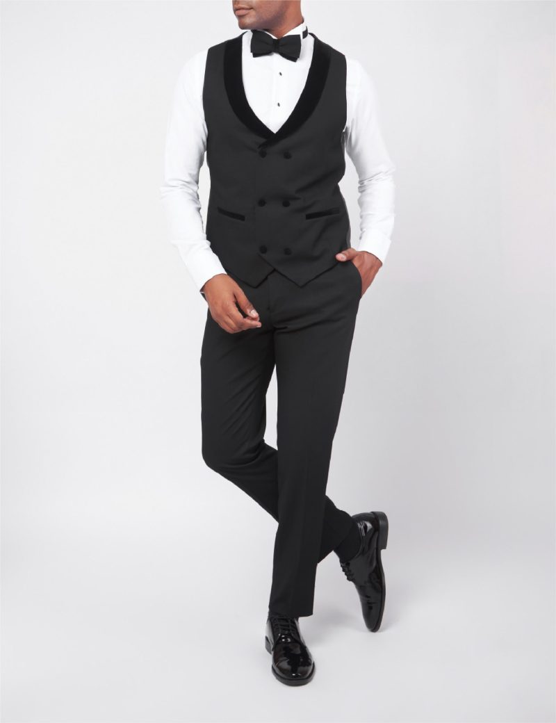 JK38SF18M039-Black-044-5 Tuxedo suit with a velvet lapel