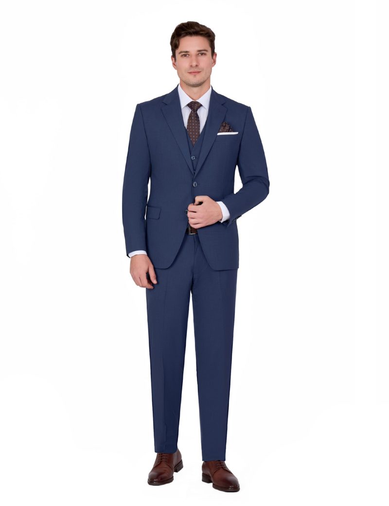 JK39KL02M016-Blue-002-1 Classic Two-Piece Suit with Notch Lapel and Flap Pockets
