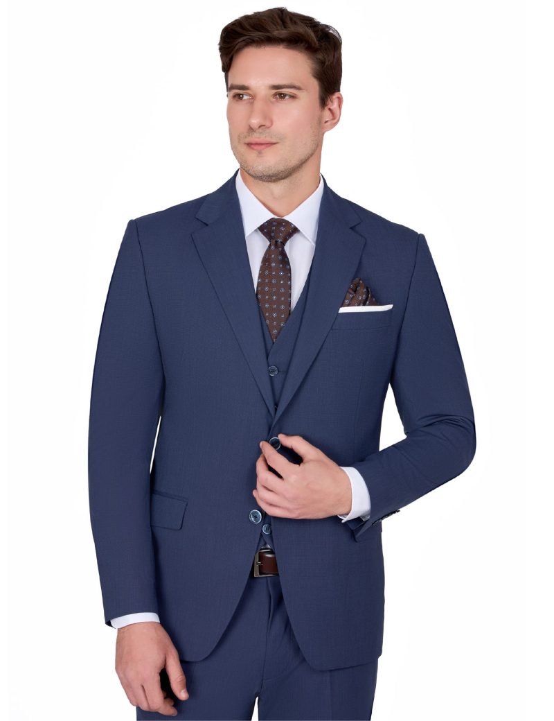 JK39KL02M016-Blue-002-5 Classic Two-Piece Suit with Notch Lapel and Flap Pockets