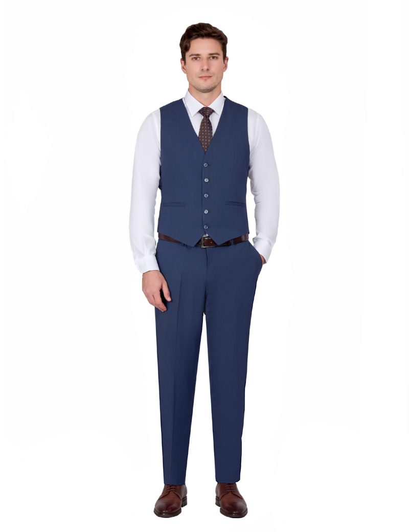 JK39KL02M016-Blue-002-6 Classic Two-Piece Suit with Notch Lapel and Flap Pockets