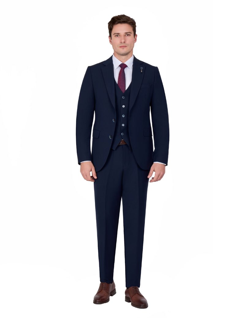JK39SF02M074-Navy-002-1 Elegant Two-Piece Suit with Notch Lapel and Double Vent