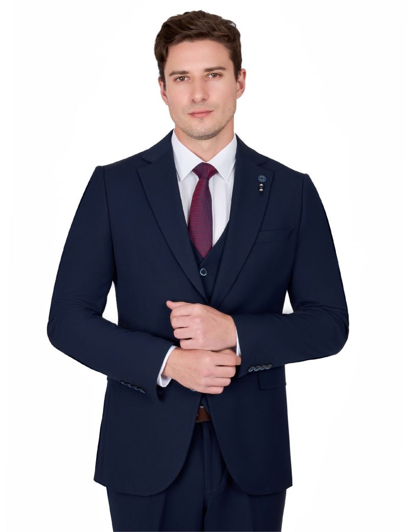 JK39SF02M074-Navy-002-5 Elegant Two-Piece Suit with Notch Lapel and Double Vent