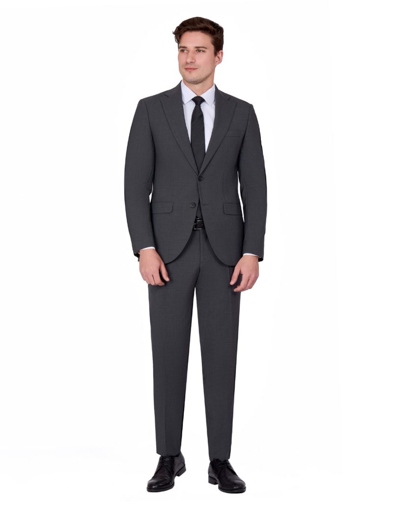 JK39SF02M112-Grey-014-1 Refined Wool-Blend Suit with Notch Lapel