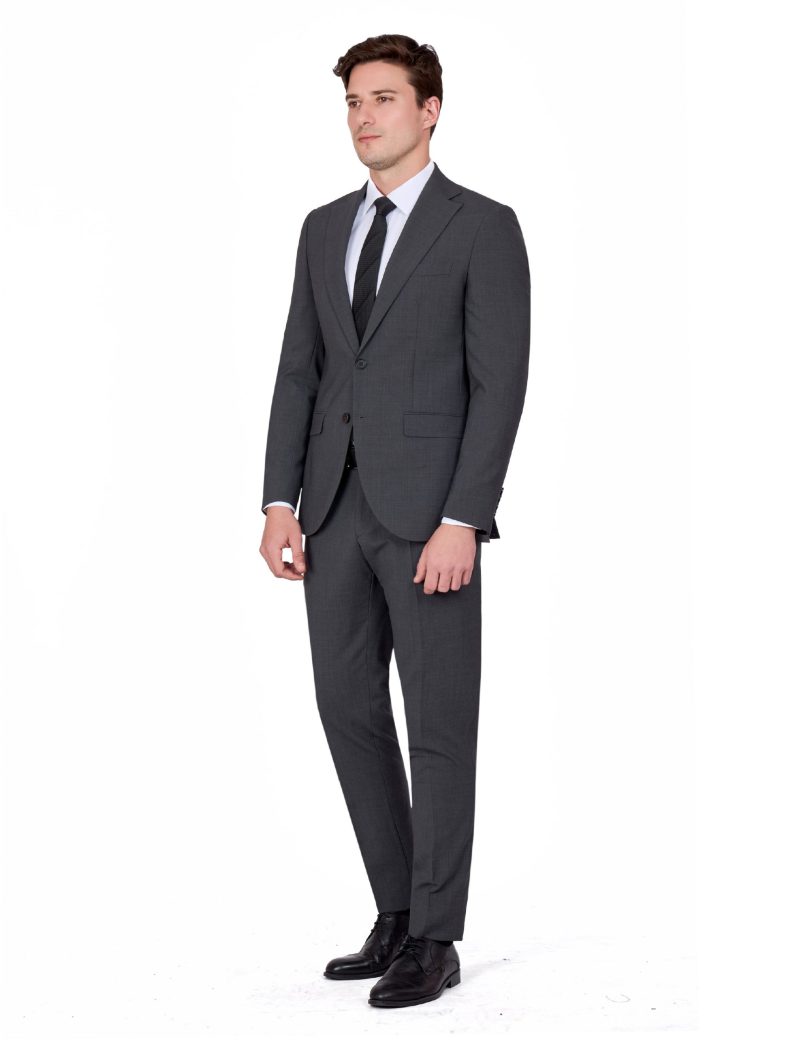 JK39SF02M112-Grey-014-3 Refined Wool-Blend Suit with Notch Lapel