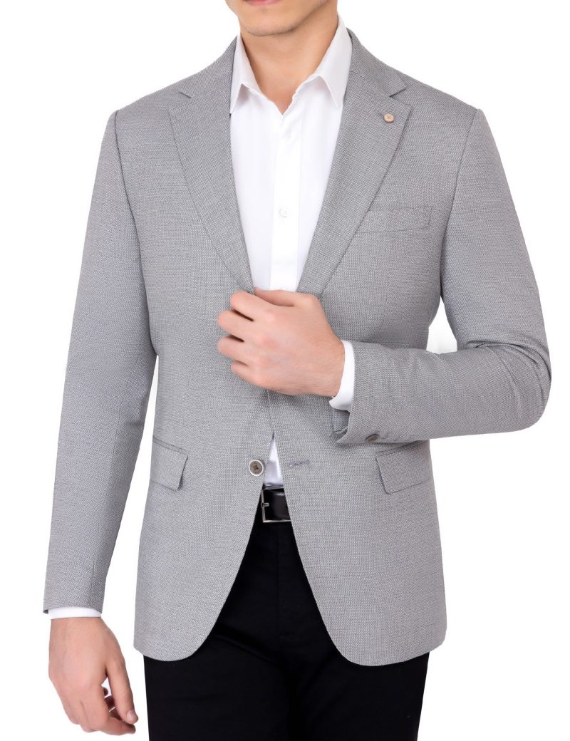 JK39SF04M043-Grey-005-1 Slim-Fit Men's Classic Blazer