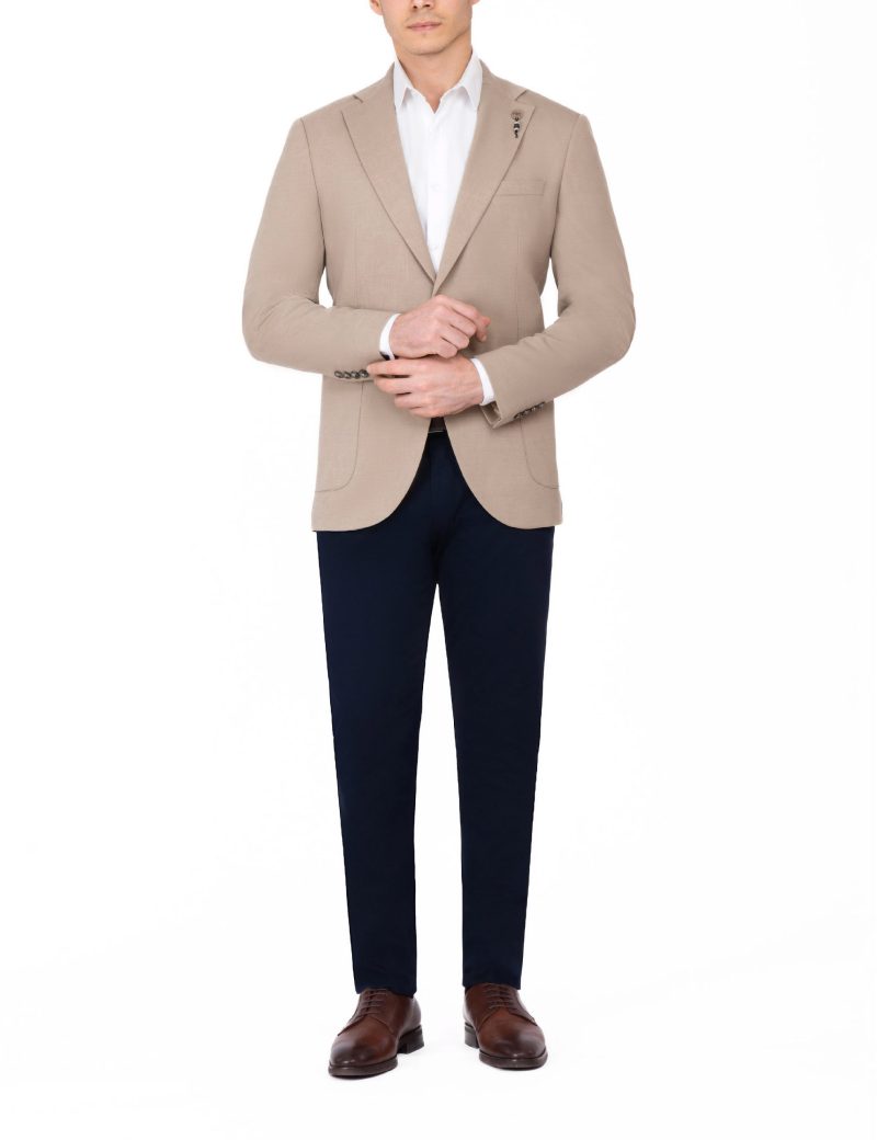 JK39SF04M047-Beige-899-2 Slim-Fit Wool Classic Blazer