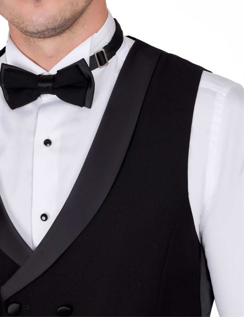 JK39SF18M014-Black-645-2 Tuxedo Wedding Suit with Shawl Plissé Satin Lapel