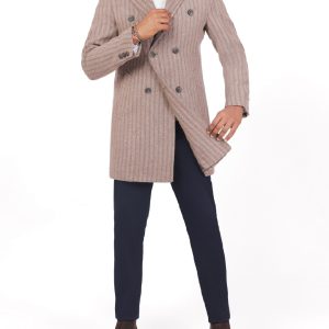 Double-Breasted Comfort-Fit Striped Coat
