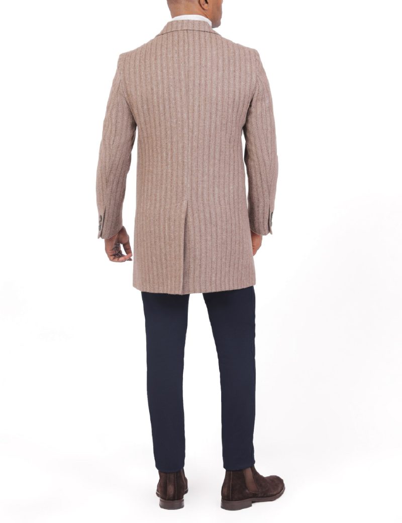 JK40CF10M005-Coffee-016-3 Double-Breasted Comfort-Fit Striped Coat