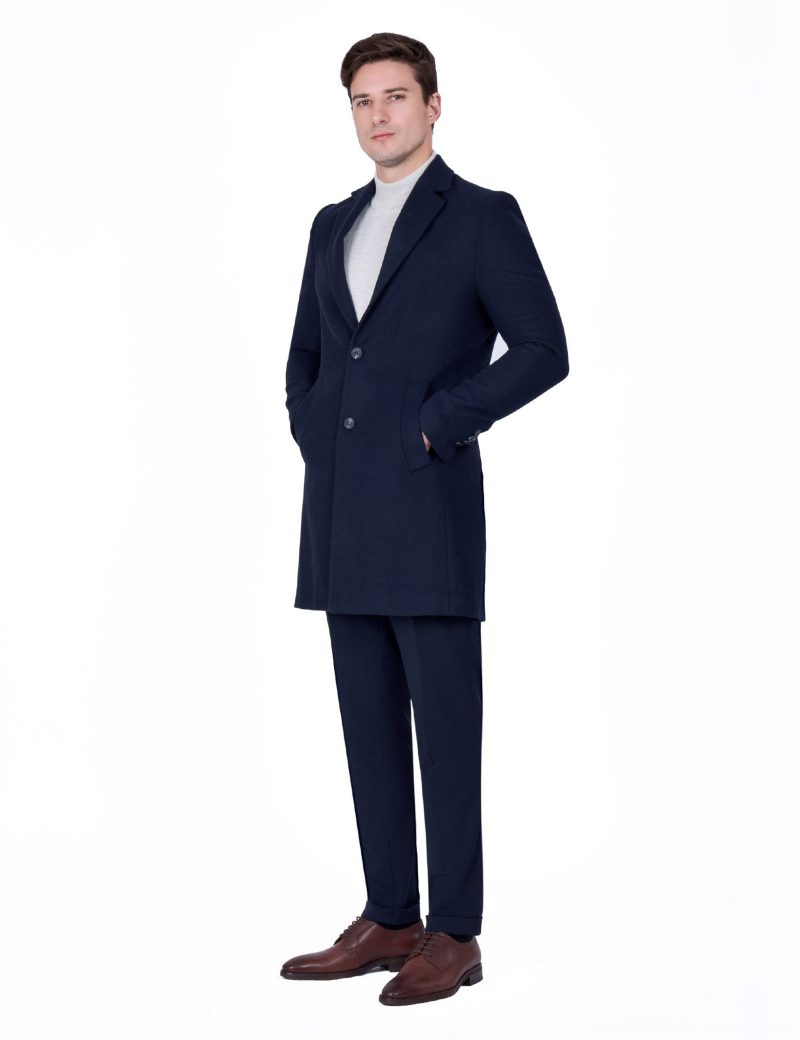 JK40CF10M012-Navy-002-3 Breathable Comfort-Fit Classic Coat
