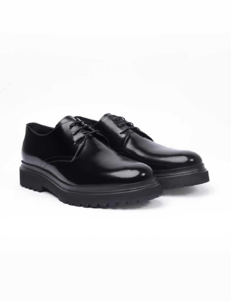 JK40CS14M013-Black-001-3 Men's casual plain shoes