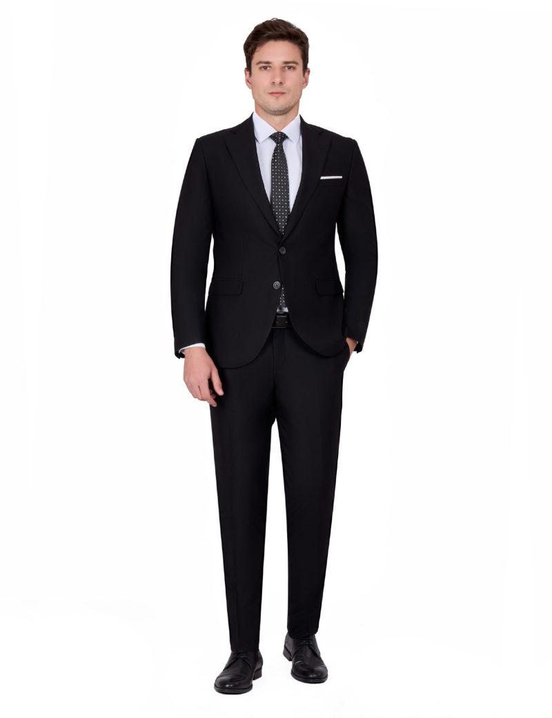JK40KL02M020-Black-001-1 Timeless Wool Suit with Notch Lapel