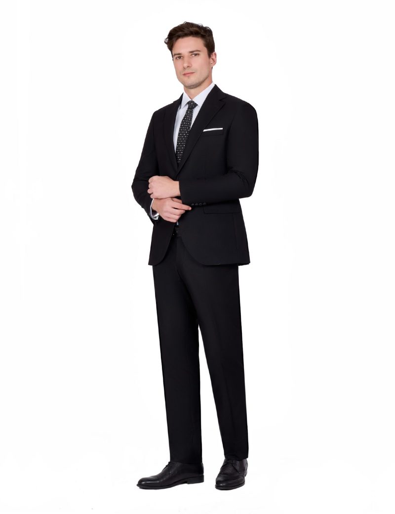 JK40KL02M020-Black-001-3 Timeless Wool Suit with Notch Lapel