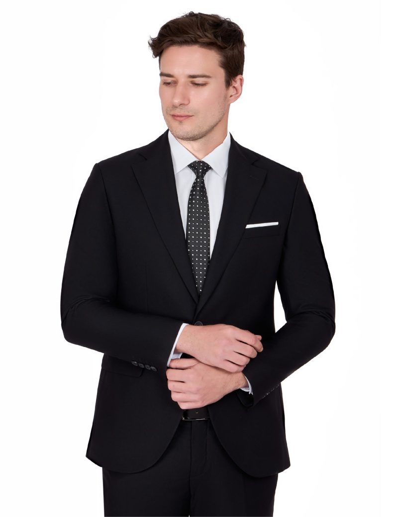 JK40KL02M020-Black-001-5 Timeless Wool Suit with Notch Lapel