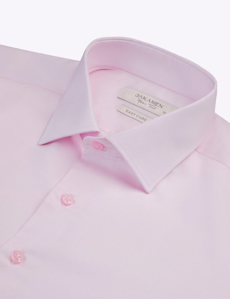 JK40SF01M008-Pink-176-2 Slim-Fit Plain Basic Shirt - 100% Cotton