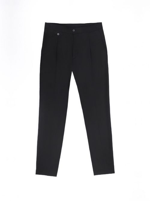 Slim Fit Formal Trousers with Waist Side-Adjusters