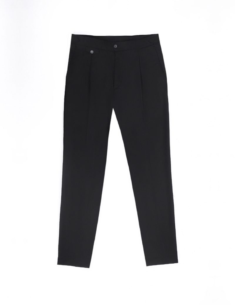 JK40SF03M006-Black-001-1 Slim Fit Formal Trousers with Waist Side-Adjusters