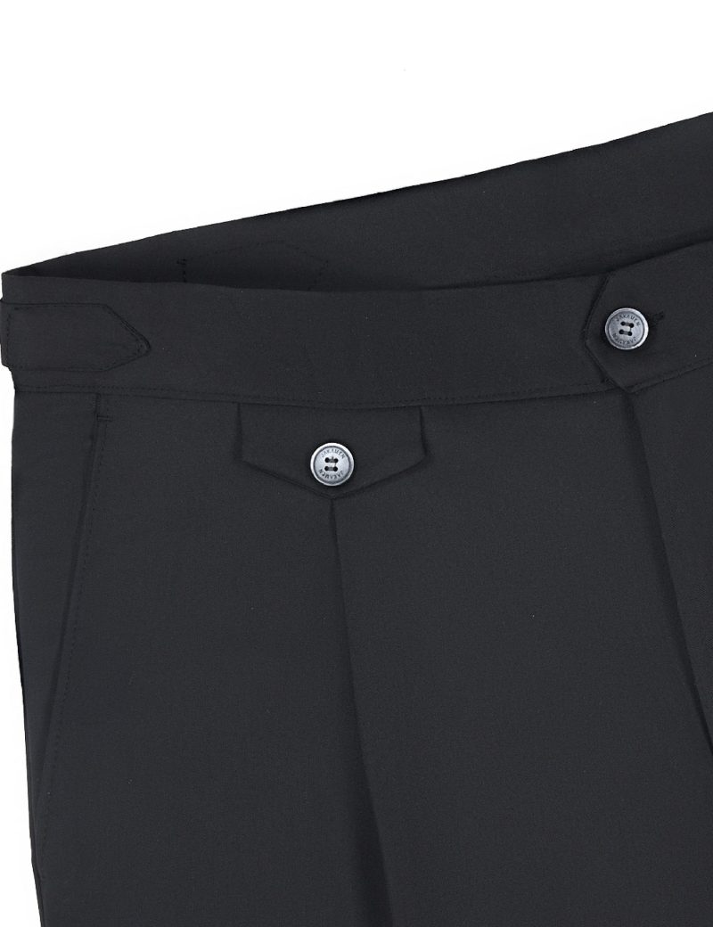 JK40SF03M006-Black-001-3 Slim Fit Formal Trousers with Waist Side-Adjusters