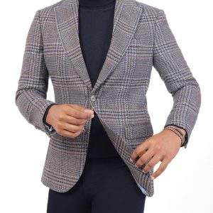Men's Checked Wool Blazer in Slim Fit