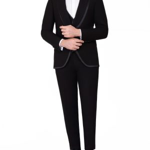 Slim-Fit Tuxedo Suit with Shawl Satin Lapel