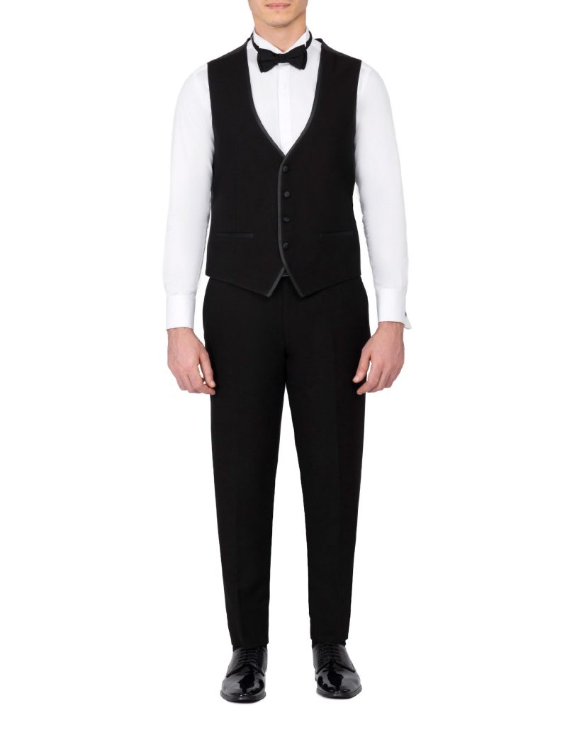 JK40SF18M016-Black-001-6 Slim-Fit Tuxedo Suit with Shawl Satin Lapel