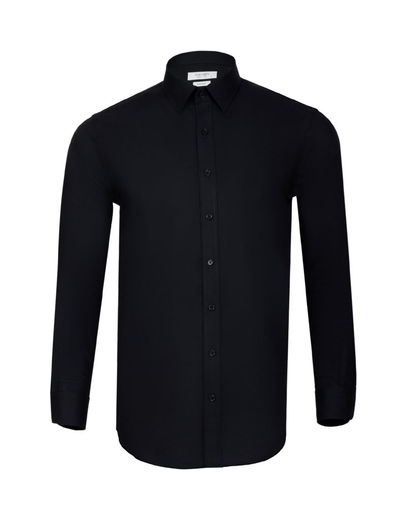 JK42CF01M037-Black-001-2 Textured Non-Iron Shirt