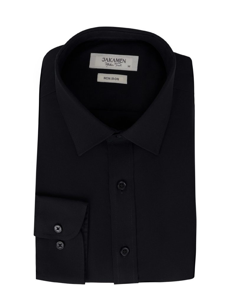 JK42CF01M037-Black-001-3 Textured Non-Iron Shirt