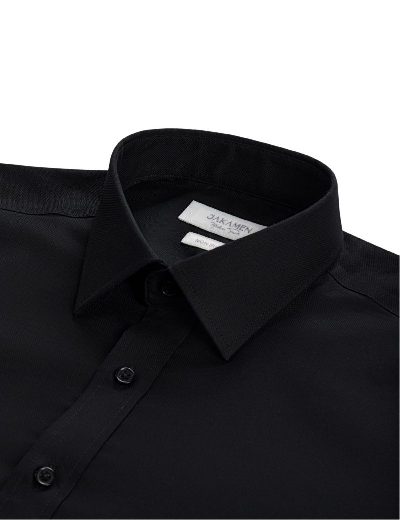 JK42CF01M037-Black-001 Textured Non-Iron Shirt