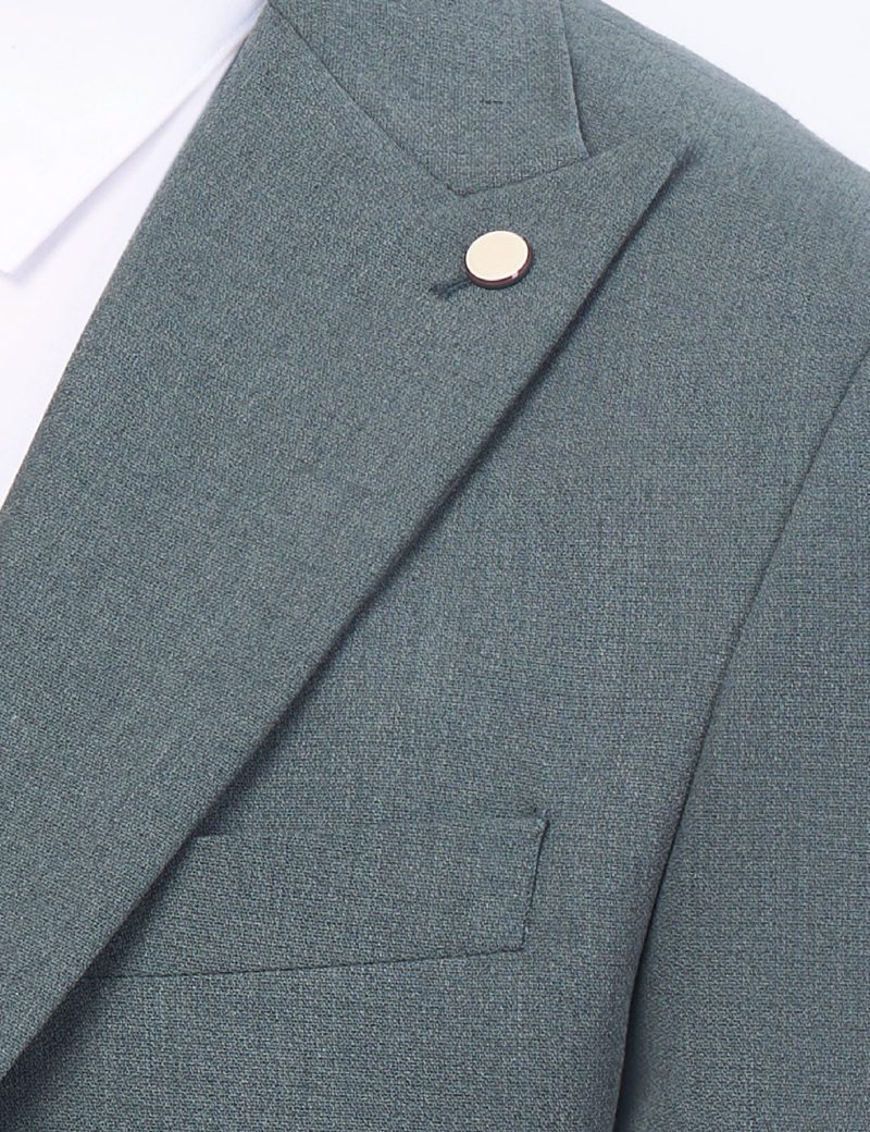 OL40SF02M002-Olive-523-5 Slim Fit 3-Piece Suit With Identical Vest