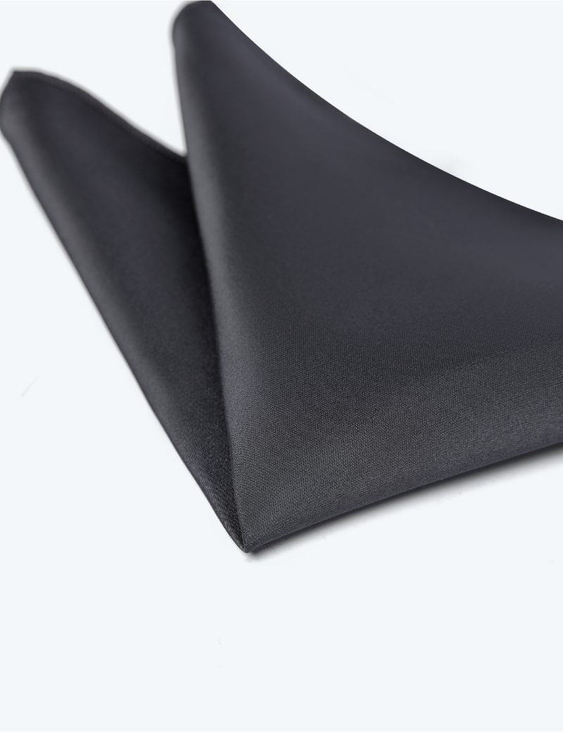 PS01B001-Black-2 Plain-satin Pocket square