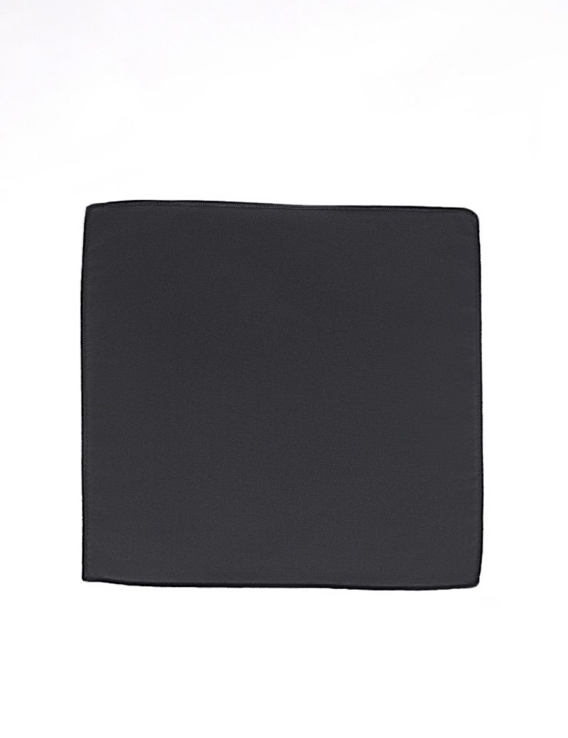 PS01B001-Black-3 Plain-satin Pocket square