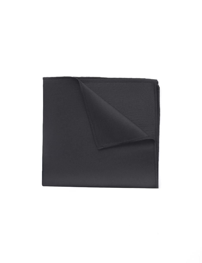 PS01B001-Black-4 Plain-satin Pocket square