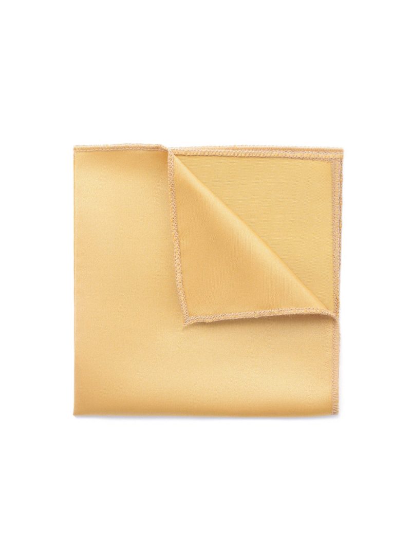 PS01G00-Gold-4 Plain-satin Pocket square