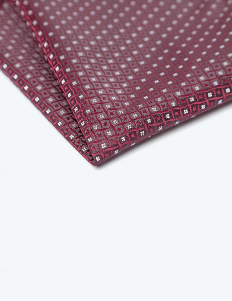 PS01M00-Maroon-2 Black-squares Pocket square
