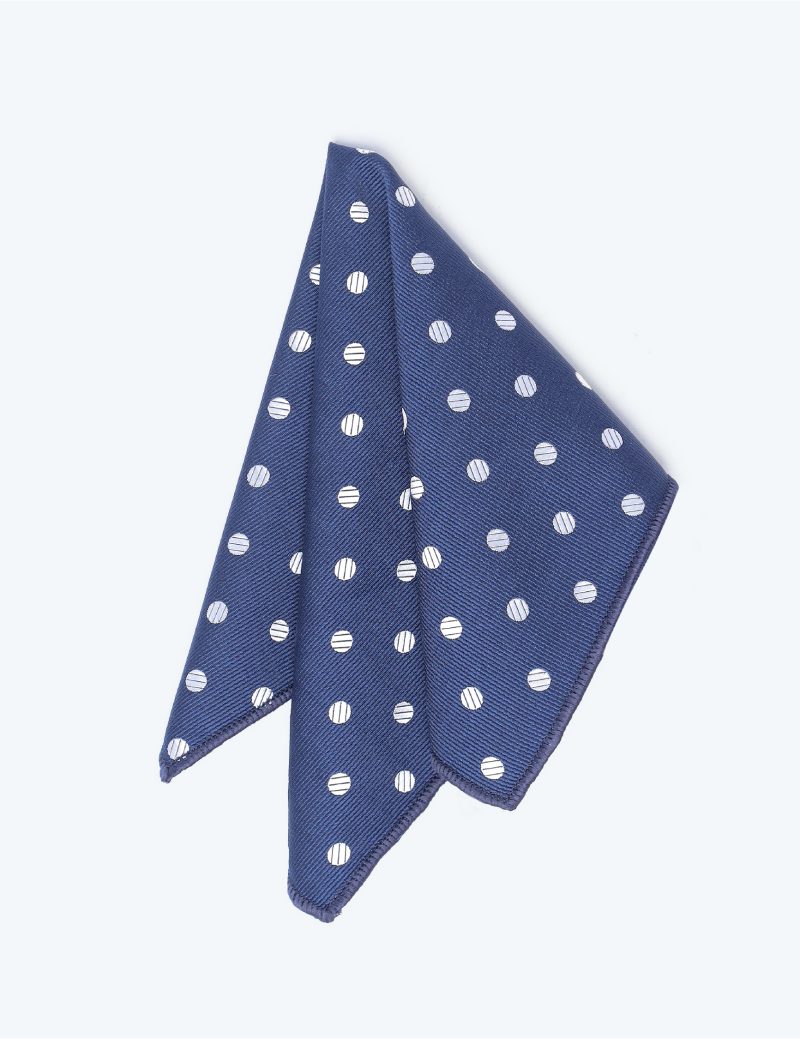 PS02N00-Navy-1 White circles Pocket square