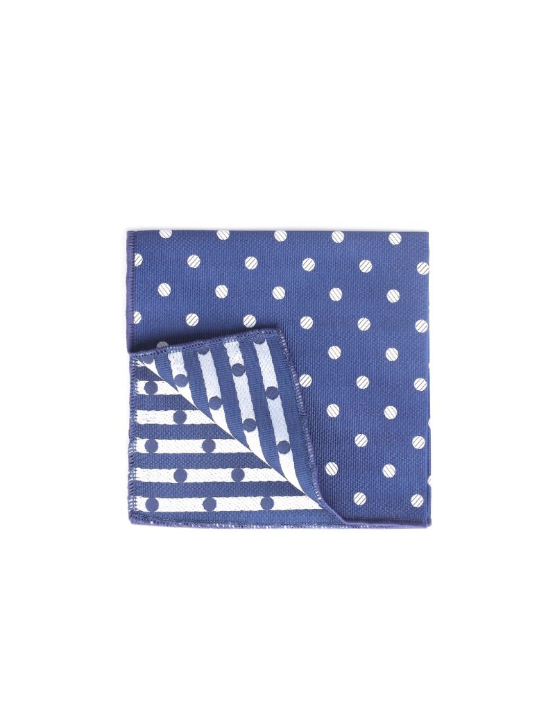 PS02N00-Navy-3 White circles Pocket square
