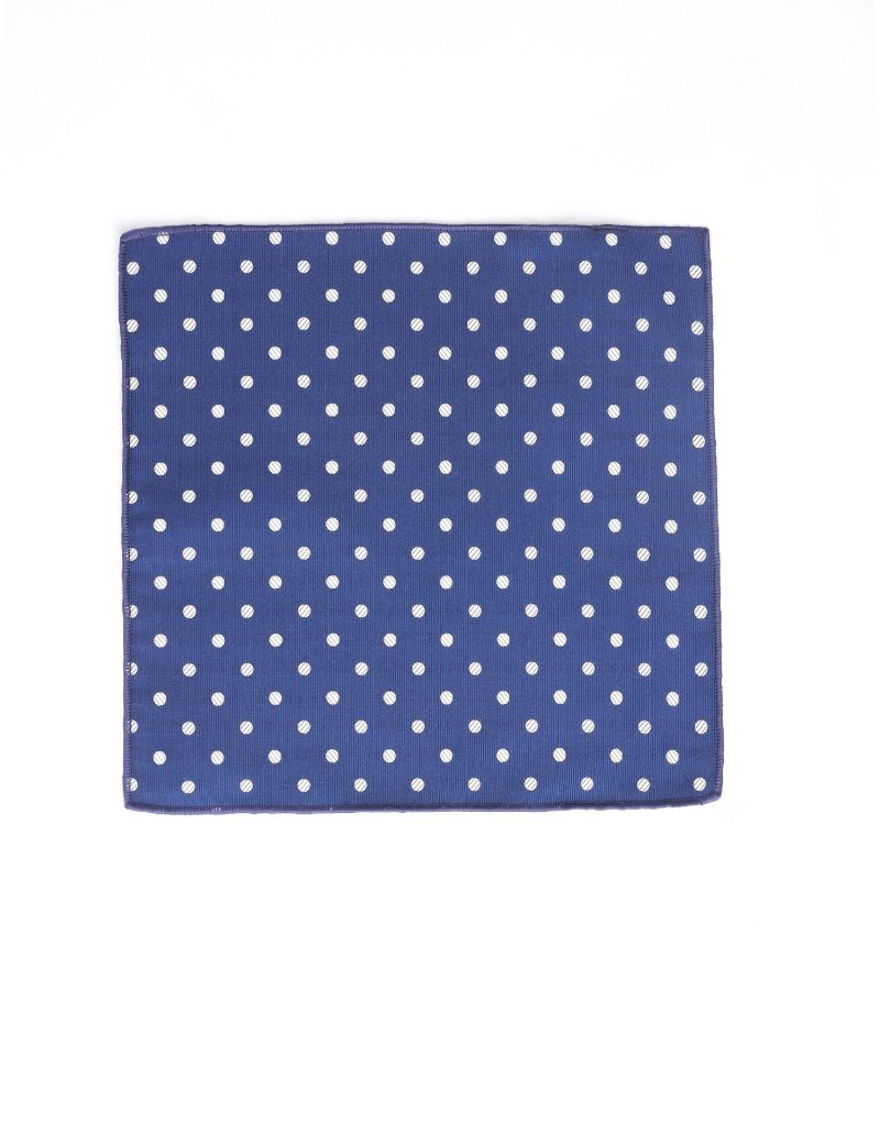 PS02N00-Navy-4 White circles Pocket square