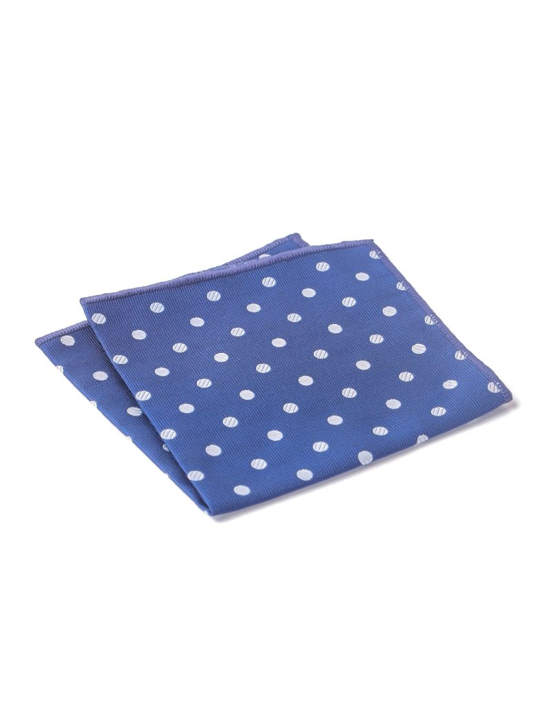 PS02N00-Navy-5 White circles Pocket square