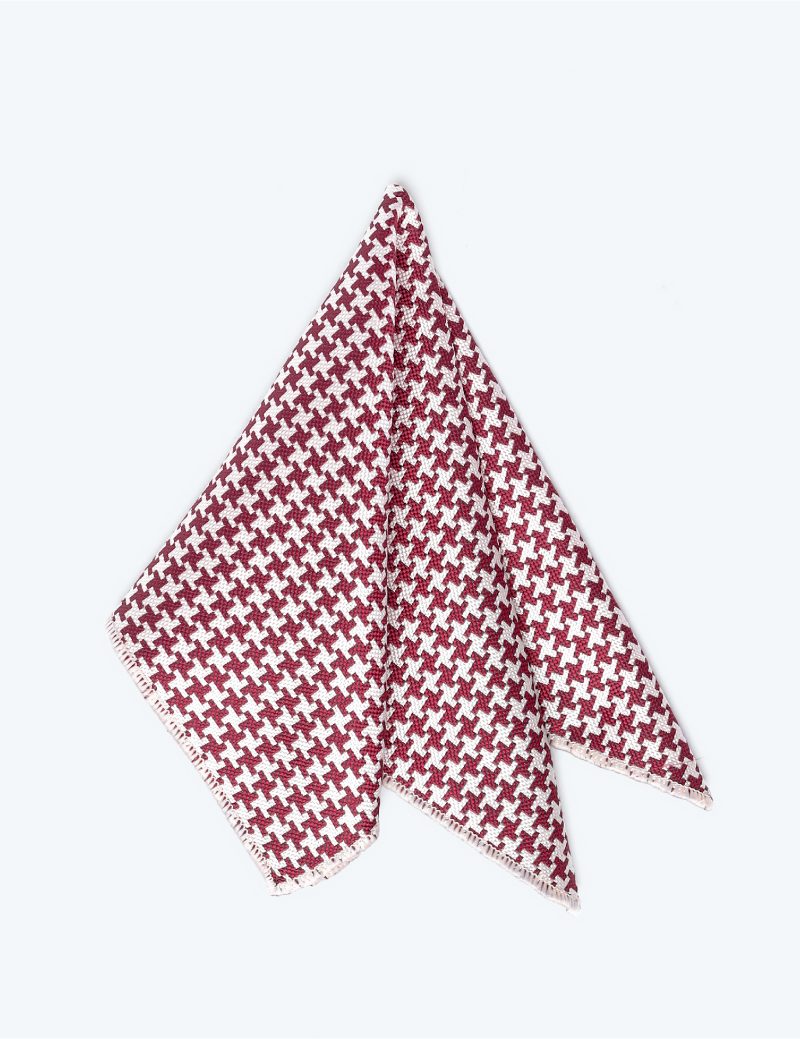 PS03M00-Maroon-1 White-pattern Pocket square